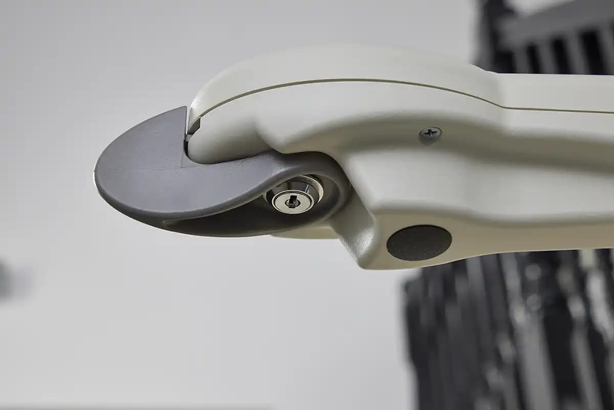 Savaria Handicare 4000 curved stairlift armrest with toggle control switch for seat movement and power swivel operation